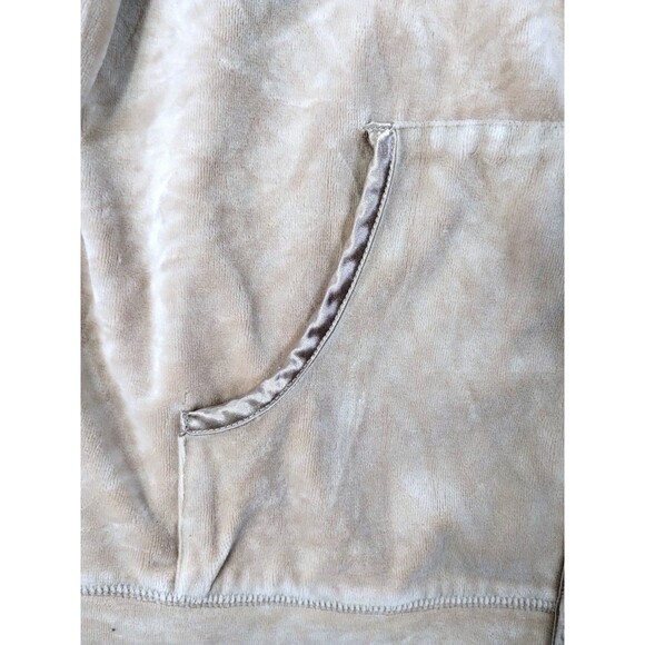 Everlast Hoodie Women's L Long Sleeve Zip Pockets Tan Velour Velvet Satin Y2K - Picture 7 of 11